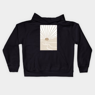 Beige mountain sun ladscape Kids Hoodie